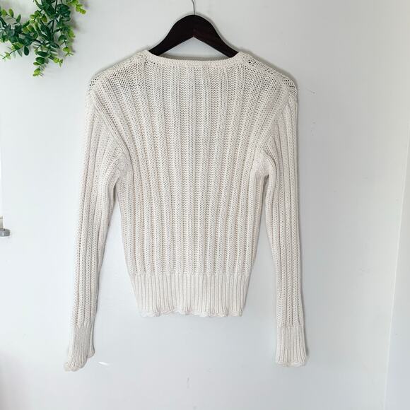 Just Maggie Vintage White Ramie Cotton Cardigan Knit Sweater Medium - Picture 4 of 4